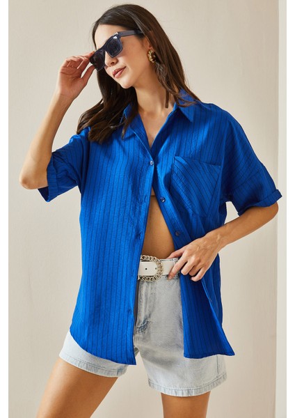 Saks Tek Cepli Çizgili Gömlek 5YXK2-48637-15