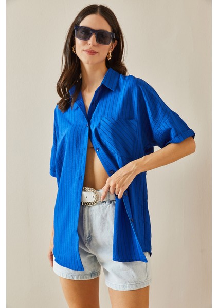 Saks Tek Cepli Çizgili Gömlek 5YXK2-48637-15