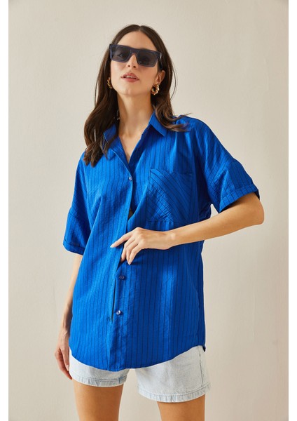 Saks Tek Cepli Çizgili Gömlek 5YXK2-48637-15