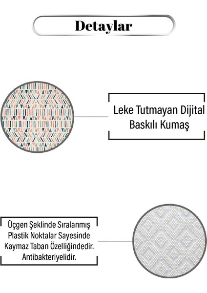 Üçgen ve Çizgi Desen Dijital Baskılı Kaymaz Zenit Halı