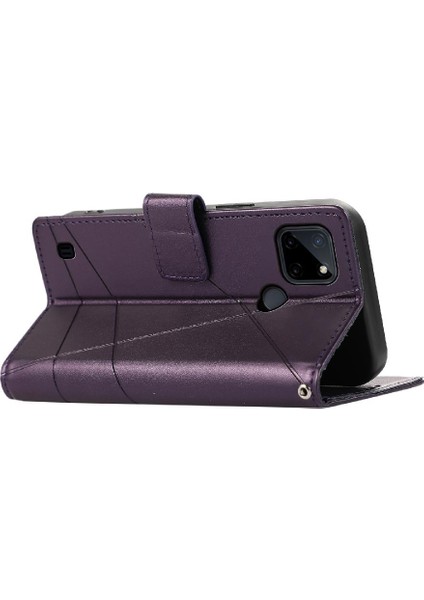 Realme C21Y Üç Kart Yuvaları Için Flip Case Kickstand Darbeye Şok (Yurt Dışından)