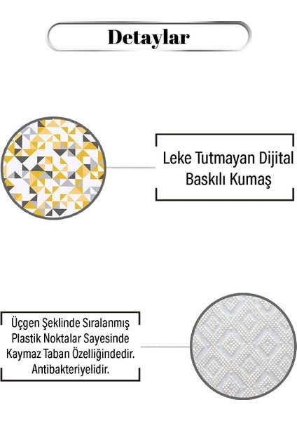 Marka Dekor Sarı Beyaz Üçgen Desen Dijital Baskılı Kaymaz Zenit Halı