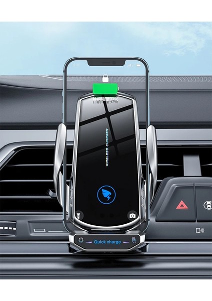 Araç Içi 20W Kablosuz Şarj Telefon Tutucu Sensörlü LED Işıklı Tüm Modellere Uyumlu