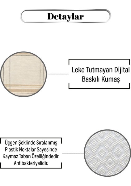 Bej Çizgili Modern Desen Dijital Baskılı Kaymaz Zenit Halı