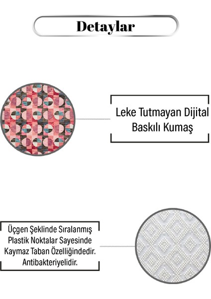 Renkli Yuvarlak Desen Dijital Baskılı Kaymaz Zenit Halı