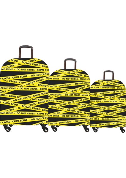 Valiz / Bavul Kılıfı Büyük, Orta, Kabin Boy Kılıf Seti, My 31 Sarı Şeritler