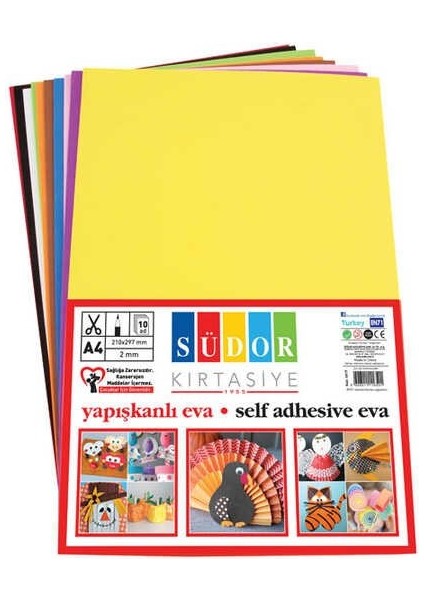 Yapışkanlı Eva A4 2 mm 10 Renk