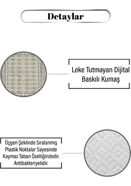 Bitki ve Elmas Desen Dijital Baskılı Kaymaz Zenit Halı