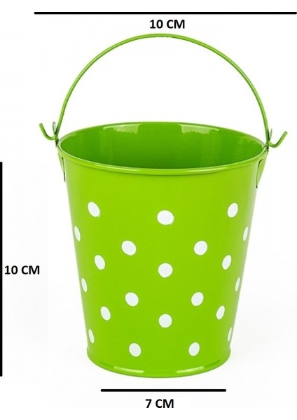 3 Adet Saplı Metal Kova Puantiyeli Kova Mavi Kova Yeşil Kova Mor Kova 3 Pcs Vıp Decoratıve Pail modelleri