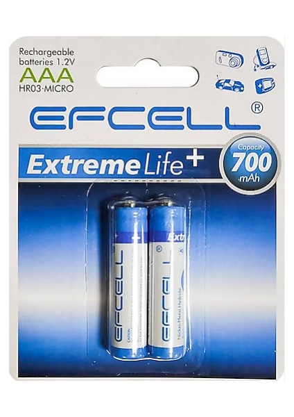 Şarjlı - İnce Pil 2 Parça  Kart 700MAH 1.2V AAA