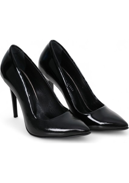 Hakiki Deri Yüksek Stiletto Topuklu Ayakkabı Siyah Rugan - 10,5 Cm İnce Topuk Sivri Burun - El İşçiliği Premium Yumuşak Deri GRS026-SH modelleri
