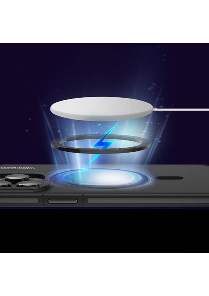 iPhone 13 Pro Max Uyumlu Kılıf Magsafe Şarj Özellikli Youngkit Rock Sand Serisi Kapak Siyah