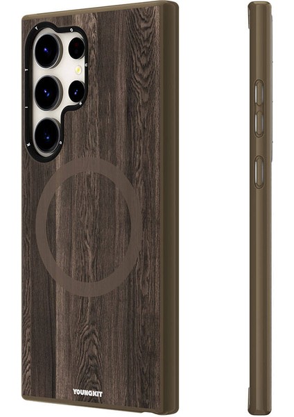 Galaxy S24 Ultra Uyumlu Kılıf Magsafe Şarj Özellikli Youngkit Wood Forest Serisi Kapak Kahverengi fiyatları