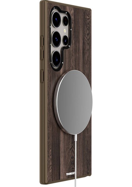 Galaxy S24 Ultra Uyumlu Kılıf Magsafe Şarj Özellikli Youngkit Wood Forest Serisi Kapak Kahverengi fırsatları
