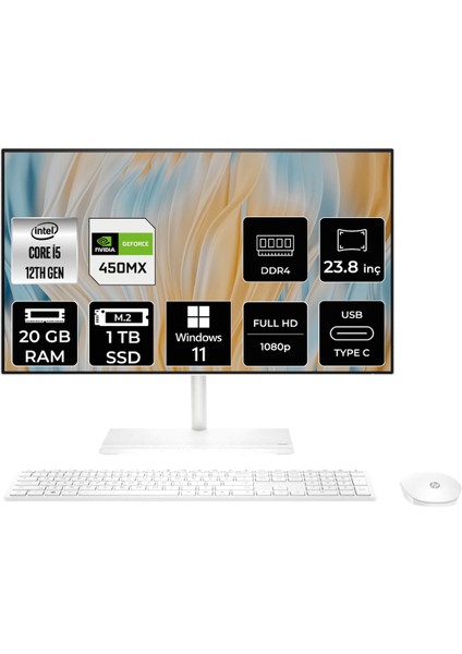 24-CB1010NT Intel Core I5 1235U 20GB 1tb SSD MX450/2GB 23.8'' Fhd W11H All In One Bilgisayar 7A3D0EA 7A3D0EAPN368