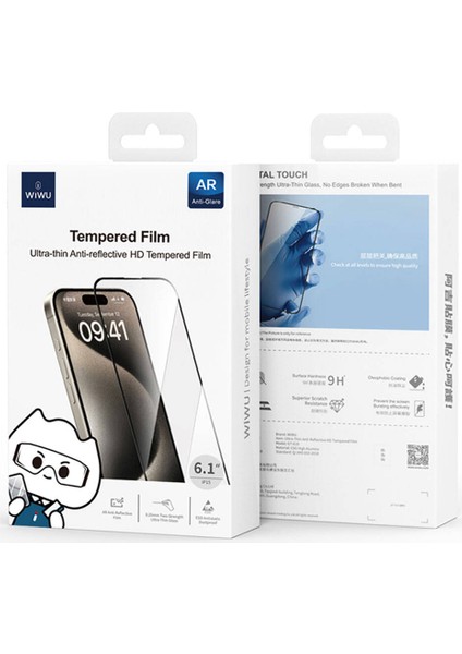 iPhone 15 Uyumlu Temperli Ekran Koruyucu GT-010 Anti-Reflective Polimer Oleofobik Kaplama