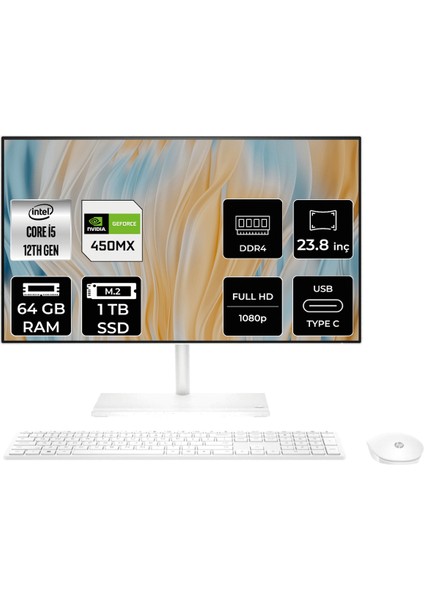 24-CB1010NT Intel Core I5 1235U 64GB 1tb SSD MX450/2GB 23.8'' Fhd Fdos All In One Bilgisayar 7A3D0EA 7A3D0EAPN348