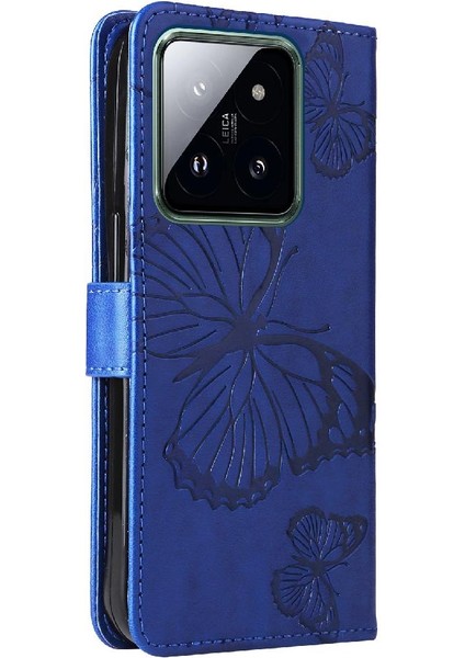 Xiaomi 14 Pro Flip Kickstand Için Kılıf Kart Yuvası Standı ile Pu Deri (Yurt Dışından)