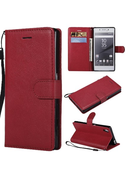 Sony Xperia Z5 Yüksek Kaliteli Deri Klasik Düz Renk ile Flip Case (Yurt Dışından)