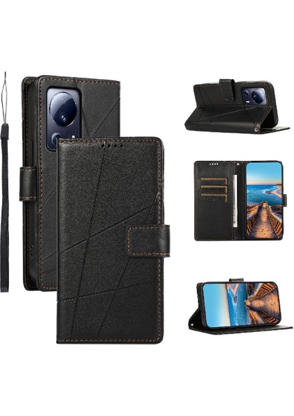 Xiaomi 13 Lite Için Flip Case Kickstand Şok Emici Üç Kart Yuvaları (Yurt Dışından)