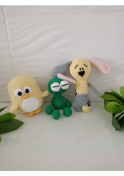 Design By Oykum 3'lü Amigurumi Oyuncaklar (Maskod,kurbağa ve Penguen)