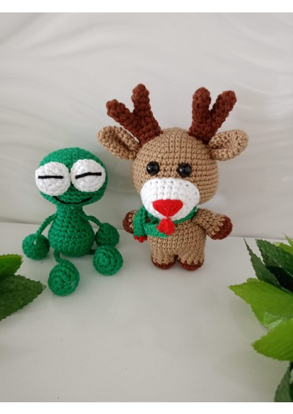 Design By Oykum Amigurumi Ren Geyik ve Kurbağa Oyuncak (2'li)