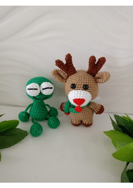 Design By Oykum Amigurumi Ren Geyik ve Kurbağa Oyuncak (2'li)