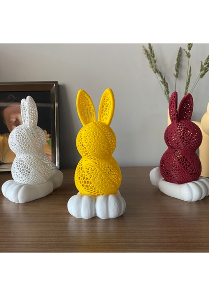 Tavşan Tealight Mumluk Dekoratif Tavşan Obje Renkli Tavşanlar Mum Hediyeli Paskalya Figür