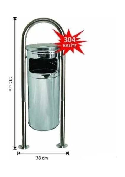 Garanti Metal 1735 Bahçe Tipi Çelik Çöp Kovası (34 Litre)