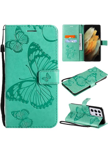 Samsung Galaxy S21 Ultra Manyetik Kapak Flip Kickstand Pu Deri (Yurt Dışından)