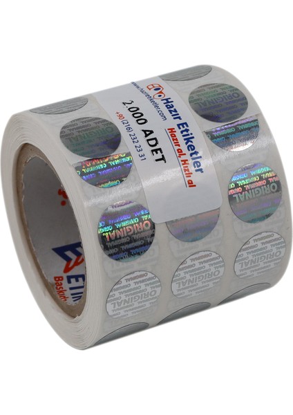 Original Etiketi Pp Metalize(Hologramlı) 15MM Çapında 2000 Adet Yan Yana 3 Lü fiyatları