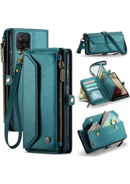 Samsung Galaxy A12 5g Için Crossbody Durumda Rfid Engelleme Fermuar Faturaları Yuvası (Yurt Dışından)