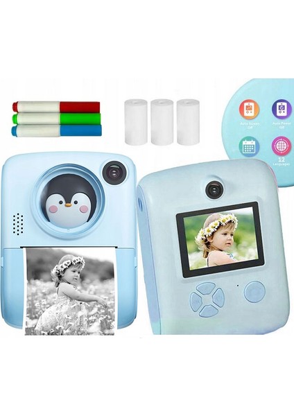 Anlık Termal Yazıcılı Dijital Çocuk Kamerası 2.0 Inç Hd Instant Photo Printer Camera