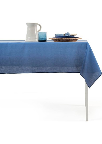 Mavi Beyaz Geçişli 150X250 cm Dikdörtgen Masa Örtüsü