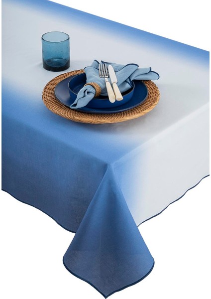 Mavi Beyaz Geçişli 150X250 cm Dikdörtgen Masa Örtüsü modelleri