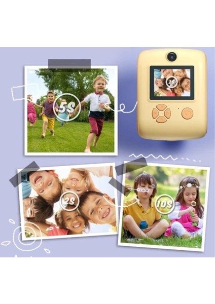 Anlık Termal Yazıcılı Dijital Çocuk Kamerası 2.0 Inç Hd Instant Photo Printer Camera