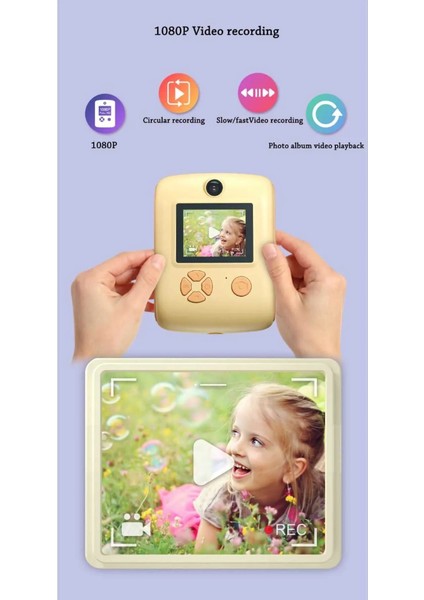 Anlık Termal Yazıcılı Dijital Çocuk Kamerası 2.0 Inç Hd Instant Photo Printer Camera