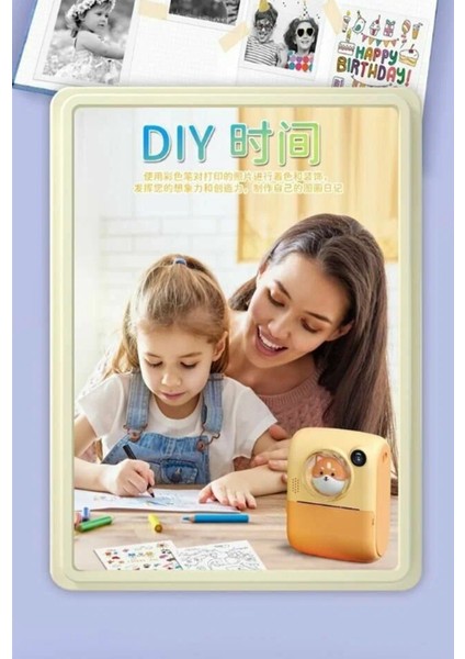 Anlık Termal Yazıcılı Dijital Çocuk Kamerası 2.0 Inç Hd Instant Photo Printer Camera