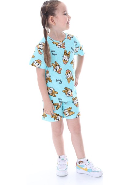 %100 Pamuk Interlok Kumaş Kısa Kollu Şortlu Daisy Duck Desenli Yazlık Kız Çocuk Pijama Takımı fiyatları
