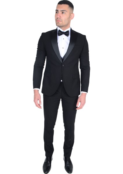 Erkek Sivri Yaka Yelekli Smokin 215141