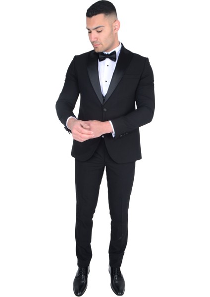 Erkek Sivri Yaka Yelekli Smokin 215141 indirimleri