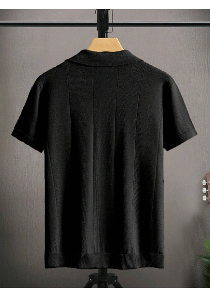 Çizgili Kısa Kollu Triko T-Shirt