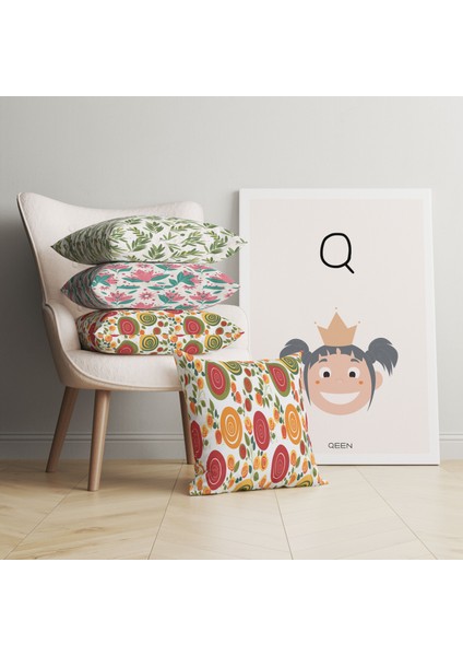 Q Harfi Alfabe Minimalist Kanvas Tablo - Bebek Odası Dekorasyon - Çocuk Odası Tablo
