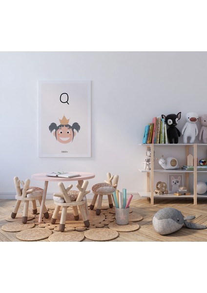 Q Harfi Alfabe Minimalist Kanvas Tablo - Bebek Odası Dekorasyon - Çocuk Odası Tablo fiyatları