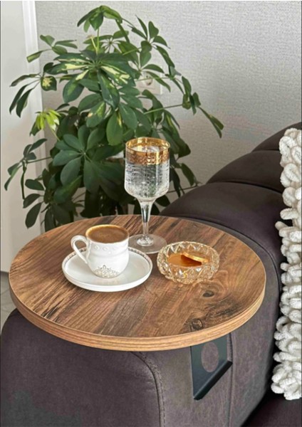 Yan Sehpa Koltuk Yanı Sehpa Kola Monteli Ayarlanabilir Tepsi 31 cm Genişlik Dekoratif Modern Tepsi