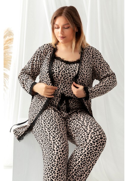 Sabahlıklı Dantel Detaylı Büyük Beden Pegasus Kadın Pijama Takımı-Çeyizlik Takım fiyatları