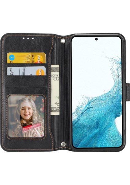 Samsung Galaxy S24 Kayış Manyetik Kapatma Pu Deri Kart Için Flip Case (Yurt Dışından)