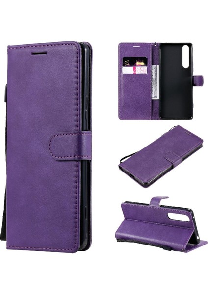 Kart Yuvası Klasik ile Sony Xperia1 Ii Yüksek Kaliteli Deri Için Flip Case (Yurt Dışından)