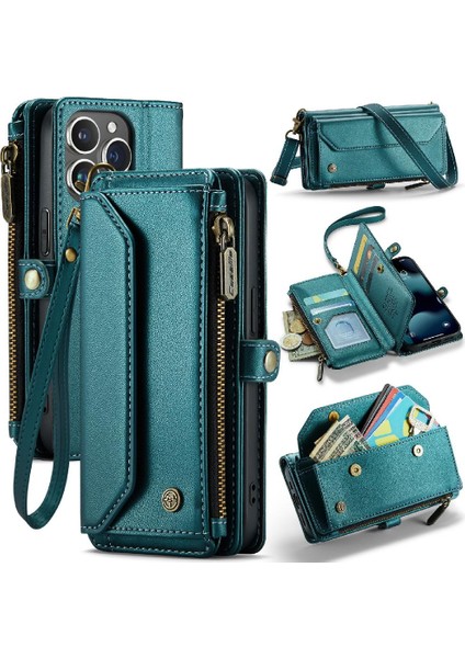 Iphone 13 Pro Için Crossbody Durumda Rfid Engelleme Kart Tutucu Cüzdan Kılıf Için (Yurt Dışından)