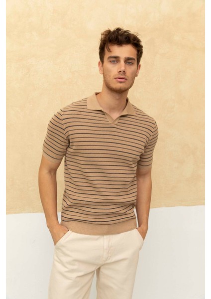 Çizgili Polo Yaka T-Shirt Taş fiyatları